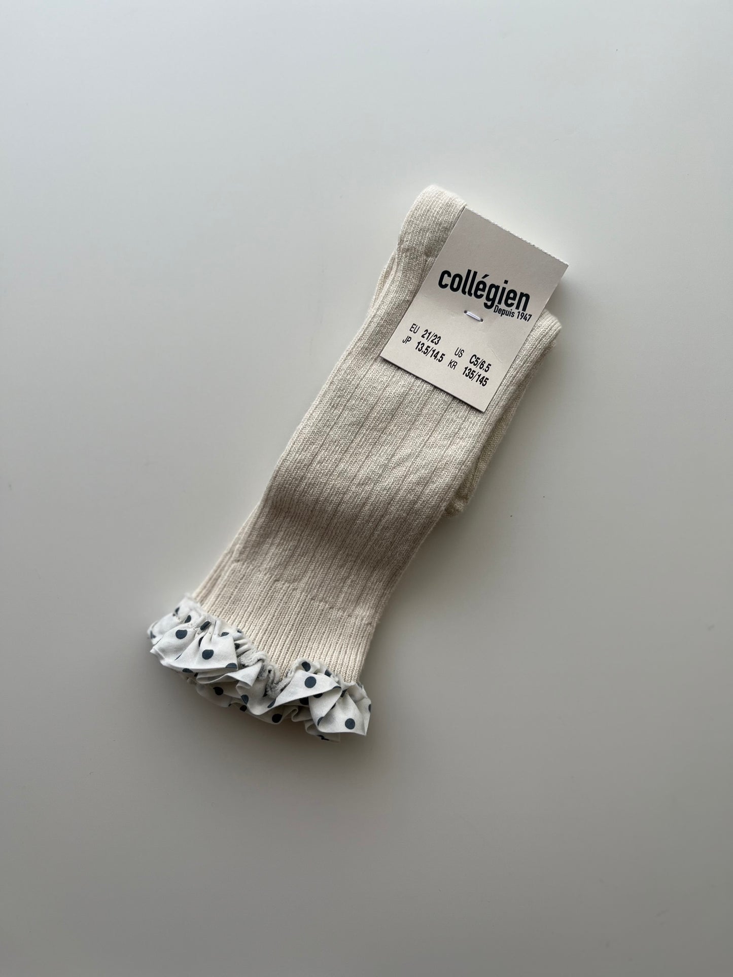 Maud_Polka Dots Ruffle Knee-high Socks_Doux Agneaux