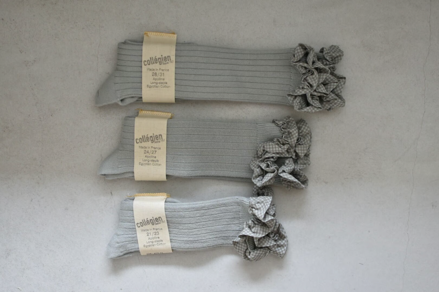 Apolline_Gingham Ruffle Ribbed Knee-high Socks_Aigue Marine (Last.1)