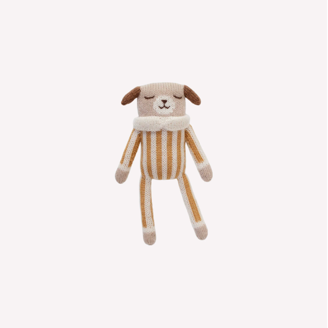 Puppy knit toy_ochre striped jumpsuit ( Last.1 )