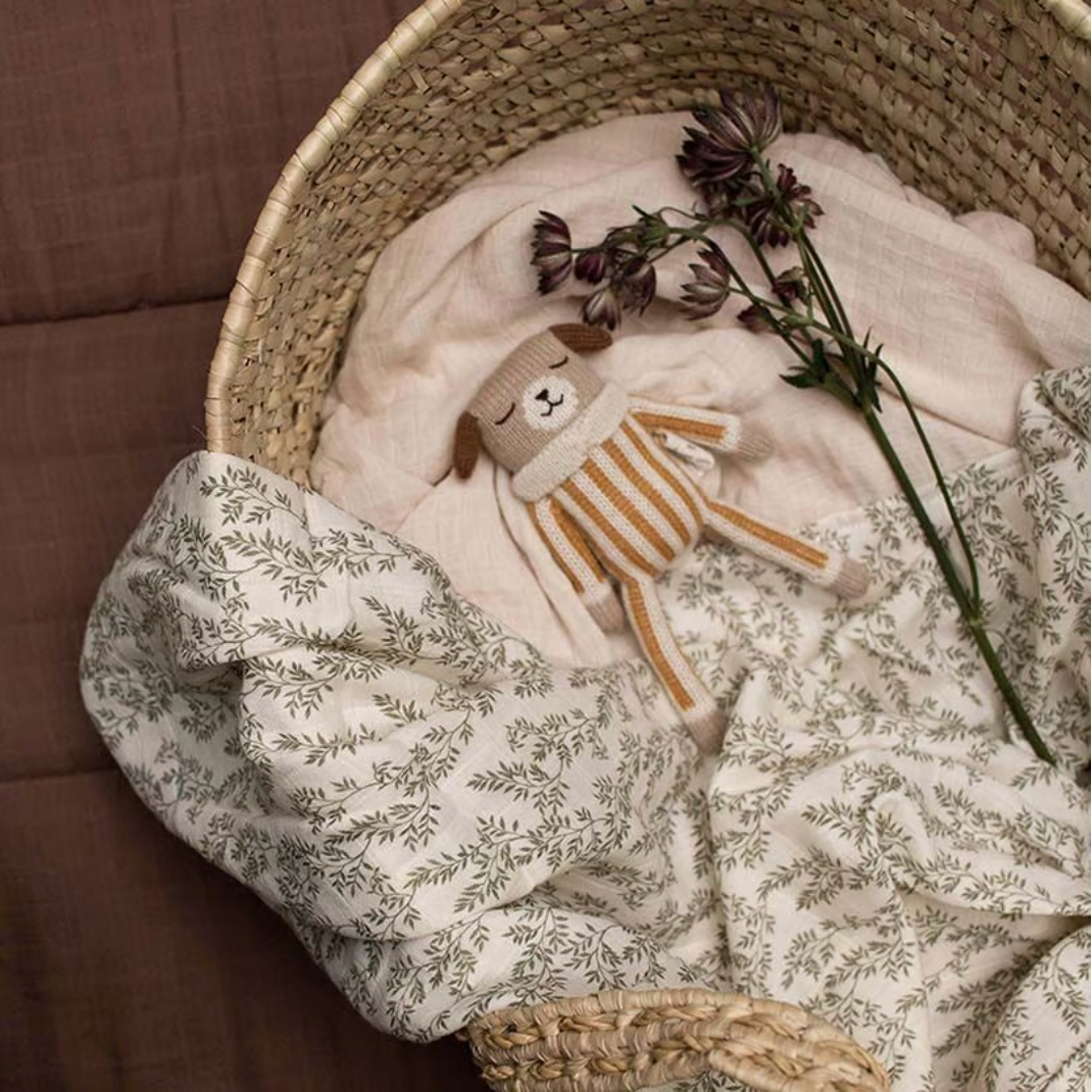 Puppy knit toy_ochre striped jumpsuit ( Last.1 )