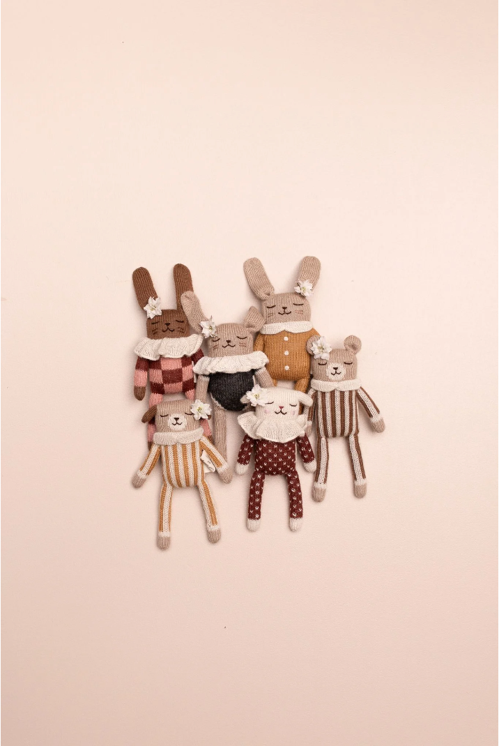 Puppy knit toy_ochre striped jumpsuit ( Last.1 )