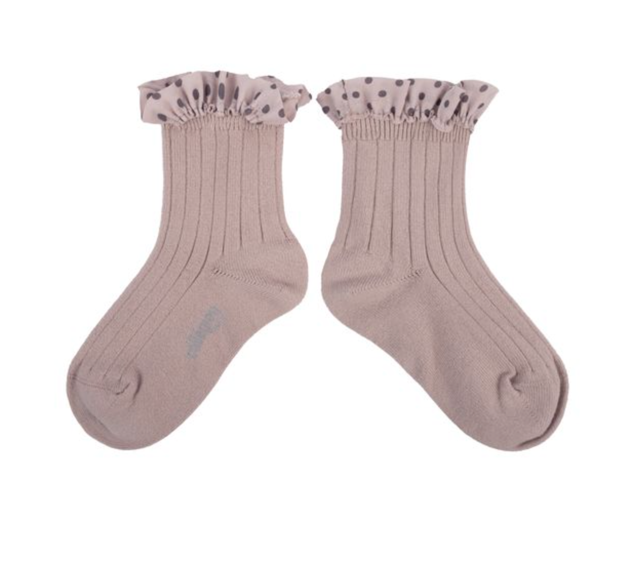 Emilie_Polka Dots Ruffle Ankle Socks_Vieux Rose