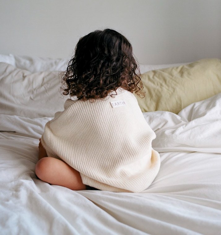 Knit cardigan/Kids_Ecru