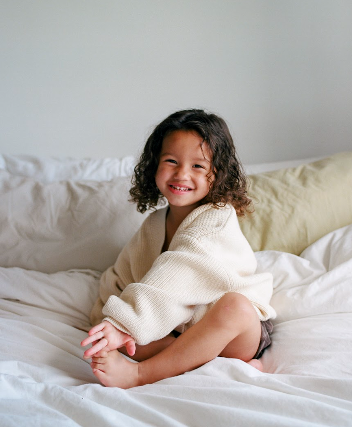 Knit cardigan/Kids_Ecru