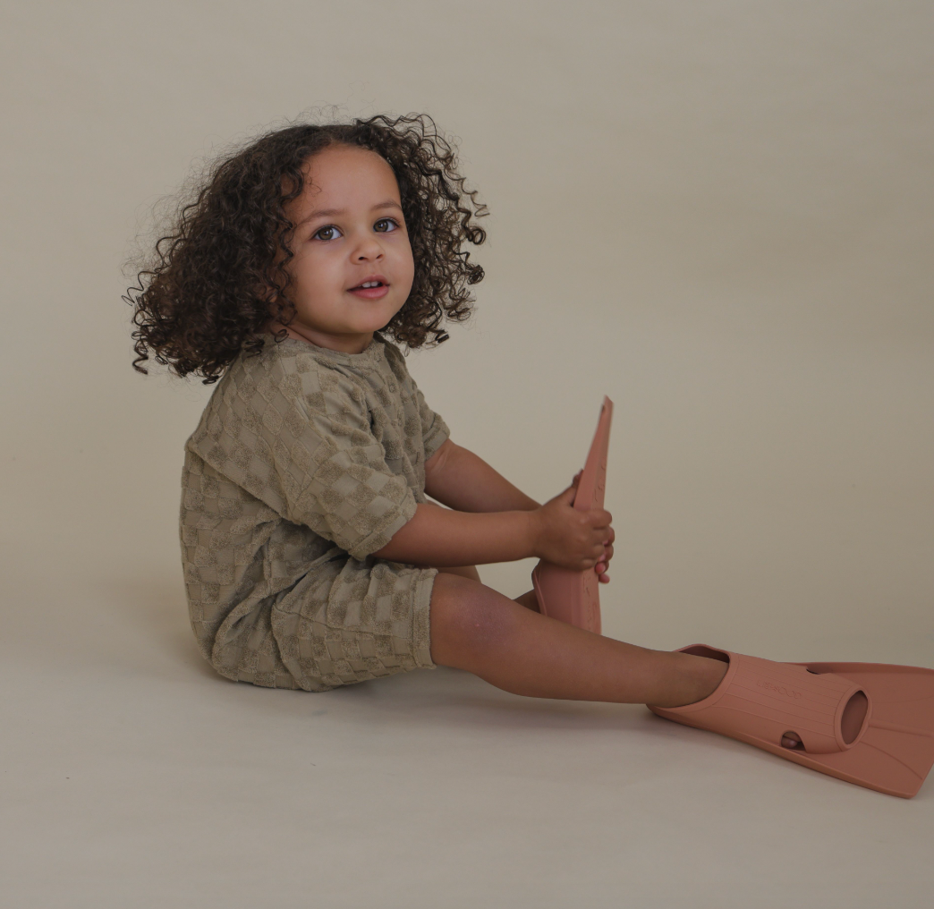 Dusky Checkerboard Terry Beach Romper