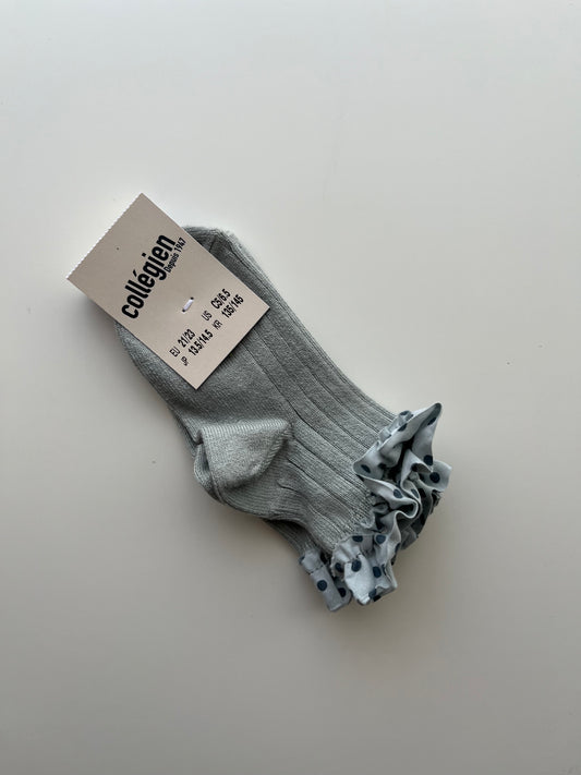 Emilie_Polka Dots Ruffle Ankle Socks_Aigue Marine