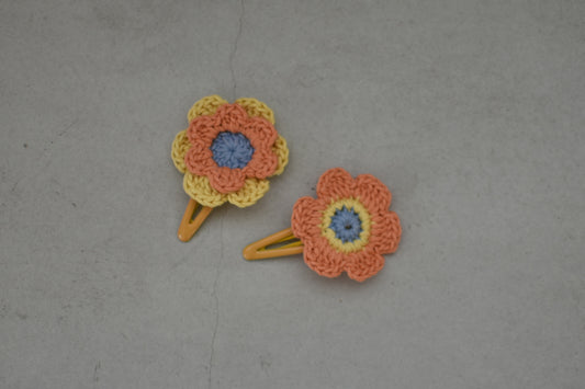 Flower Crochet Clip Set_Mango / Honey (Last.1)