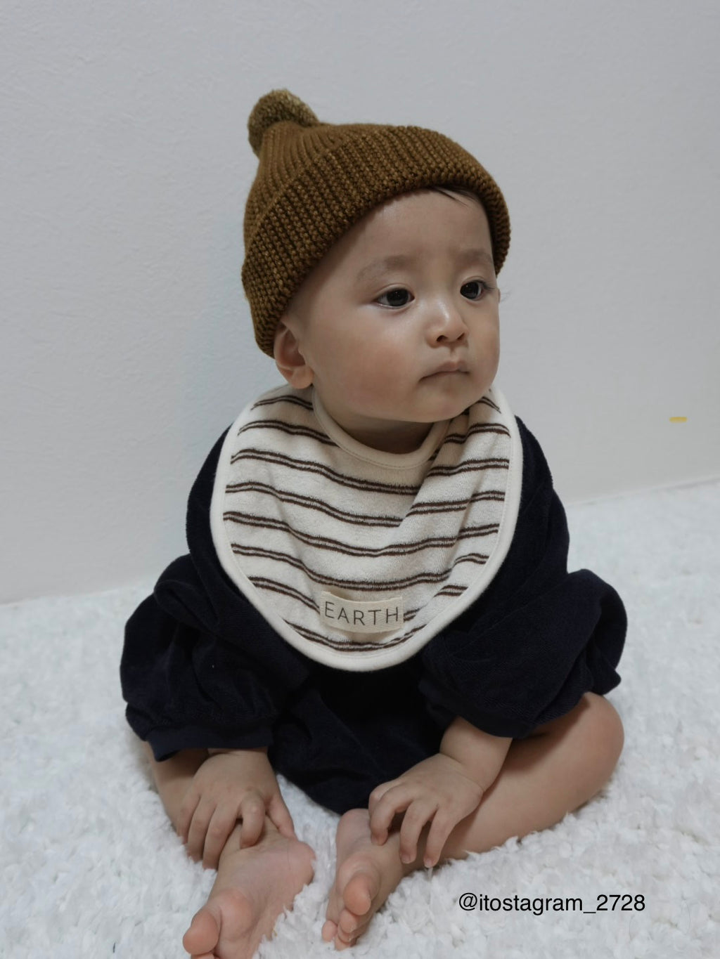 EARTH｜Organic bib_Brown Stripe