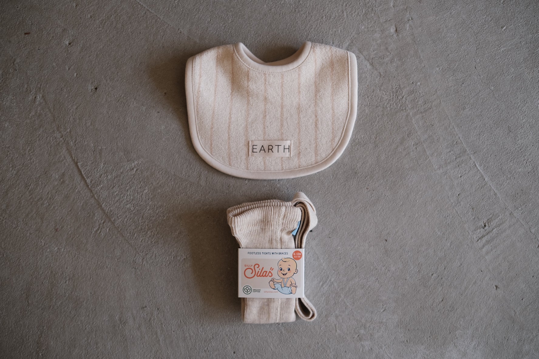 Organic bib_Beige Stripe