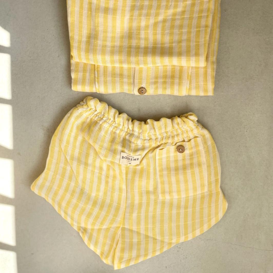 SHORTS GEORGETTE_YELLOW STRIPES(Last.1)