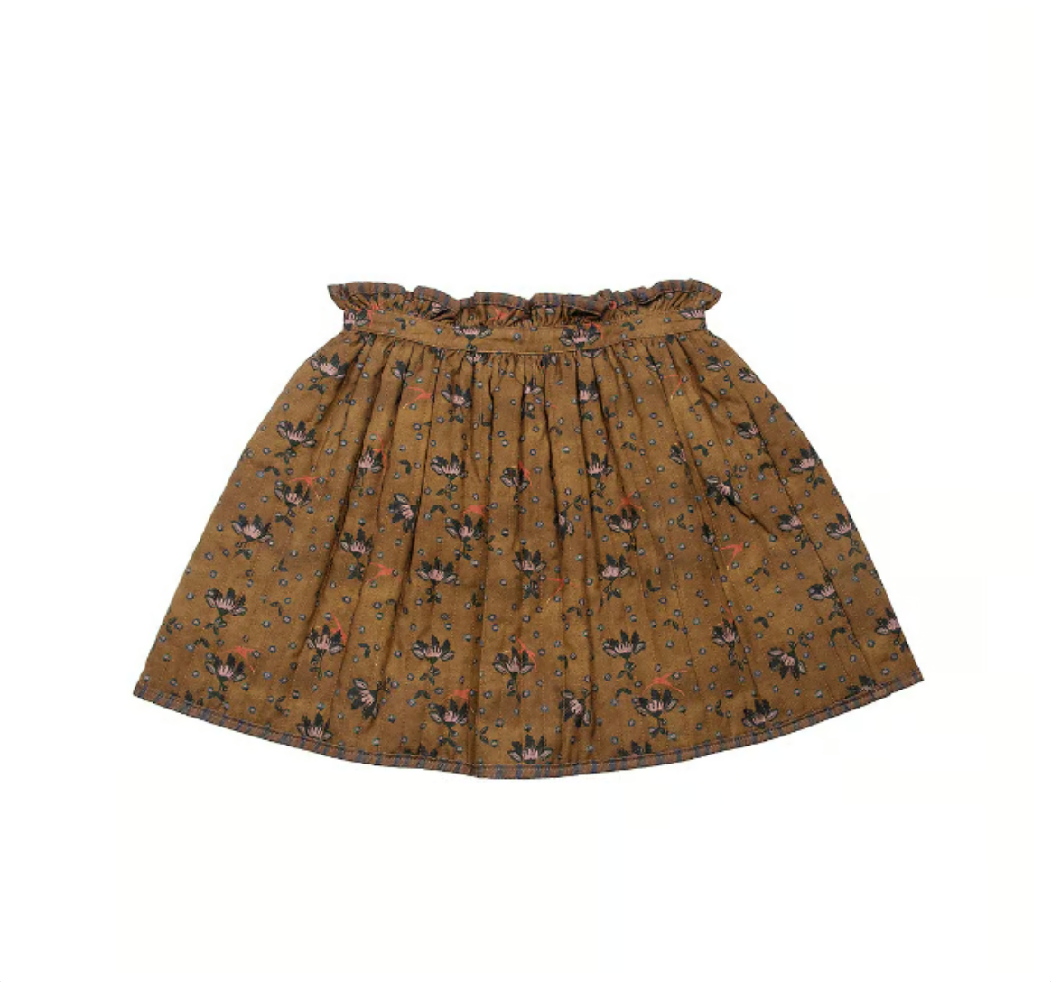 Soft Cotton Padded Mini Skirt_Flowers & Birds Print