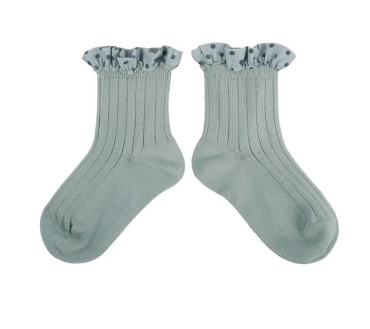 Emilie_Polka Dots Ruffle Ankle Socks_Aigue Marine