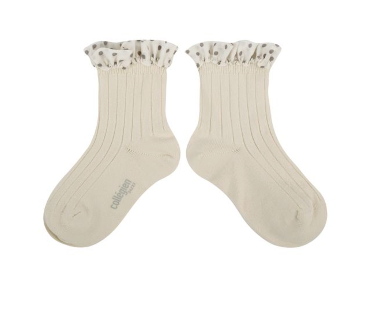 Emilie_Polka Dots Ruffle Ankle Socks_Doux Agneaux