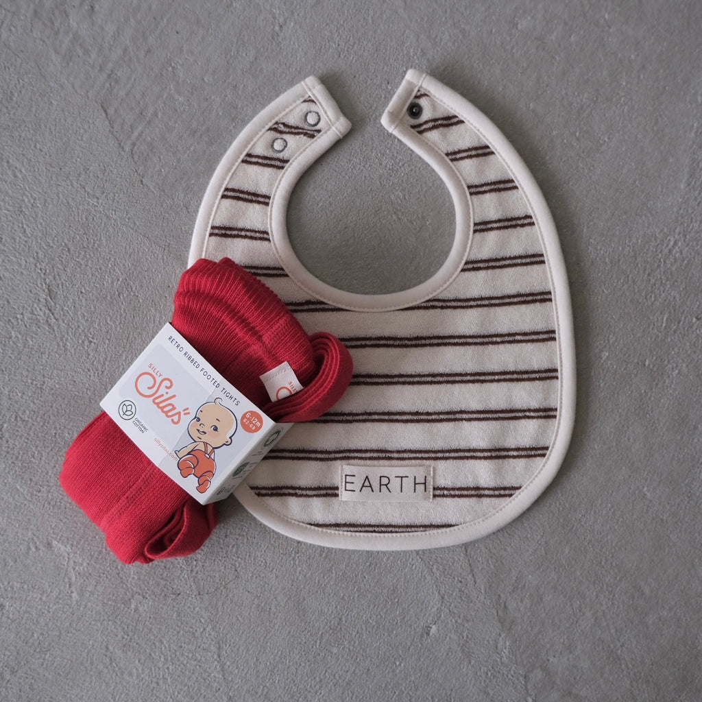 EARTH｜Organic bib_Brown Stripe