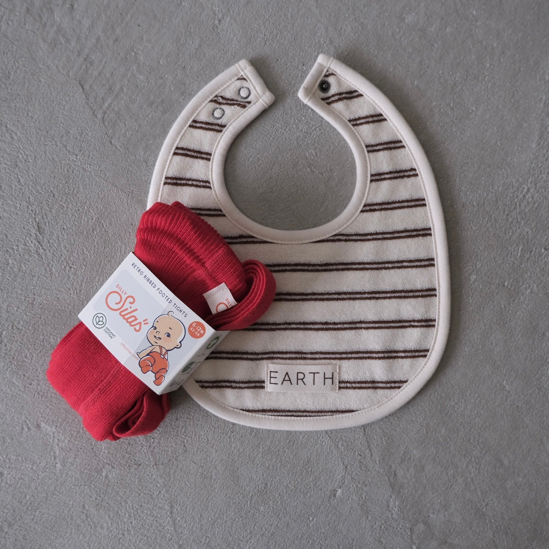EARTH｜Organic bib_Brown Stripe