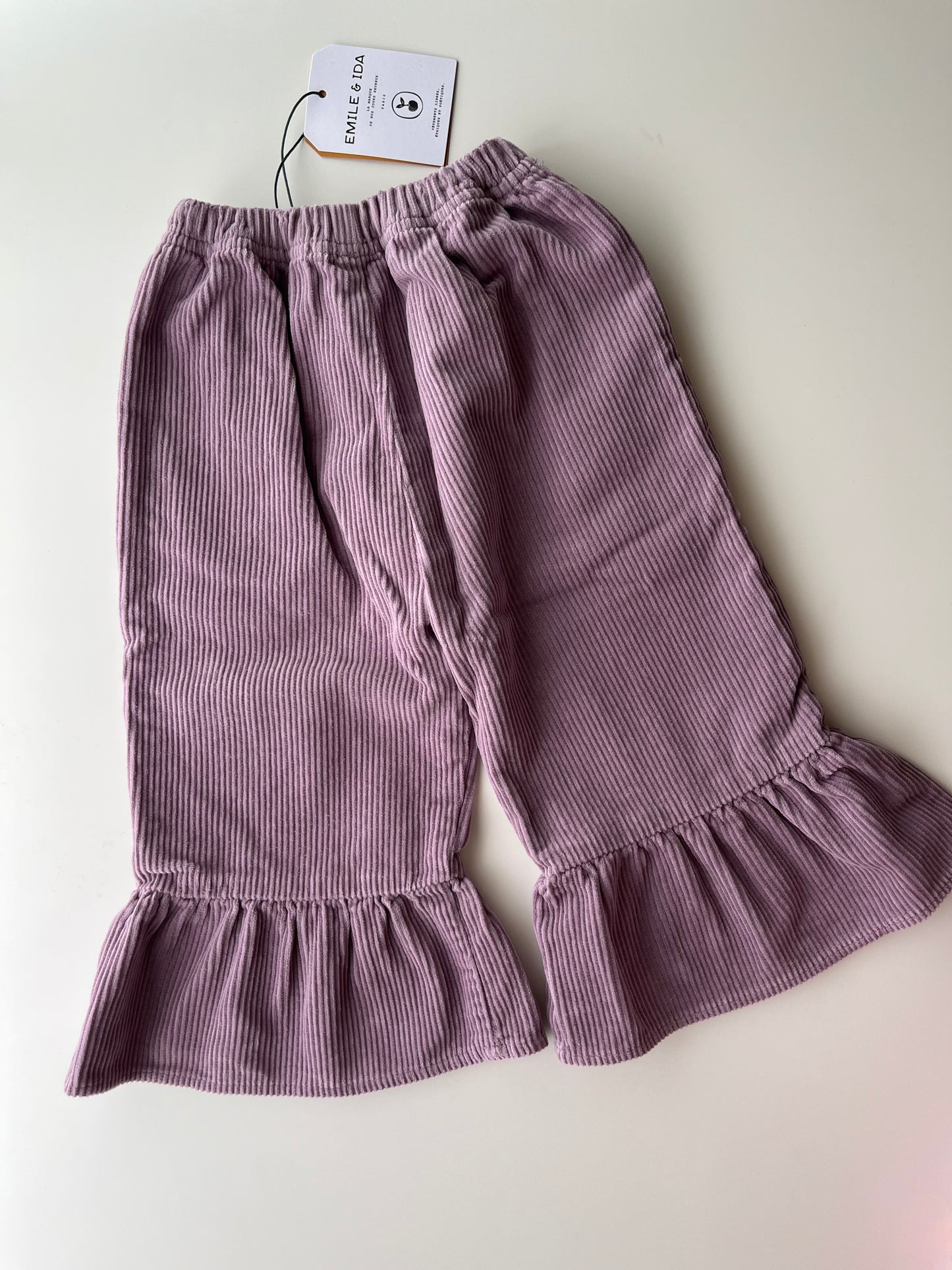 PANTALON VELOURS BAS VOLANT_MAUVE