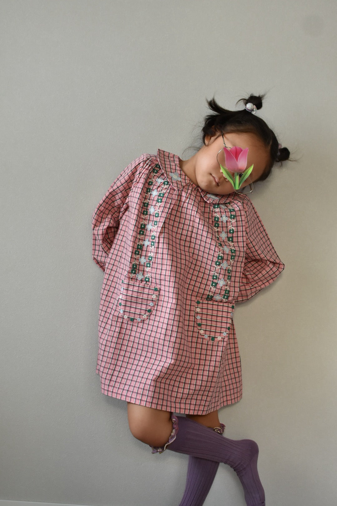Gatsby dress Pink check