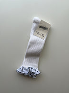 Maud_Polka Dots Ruffle Knee-high Socks_Blanc Neige