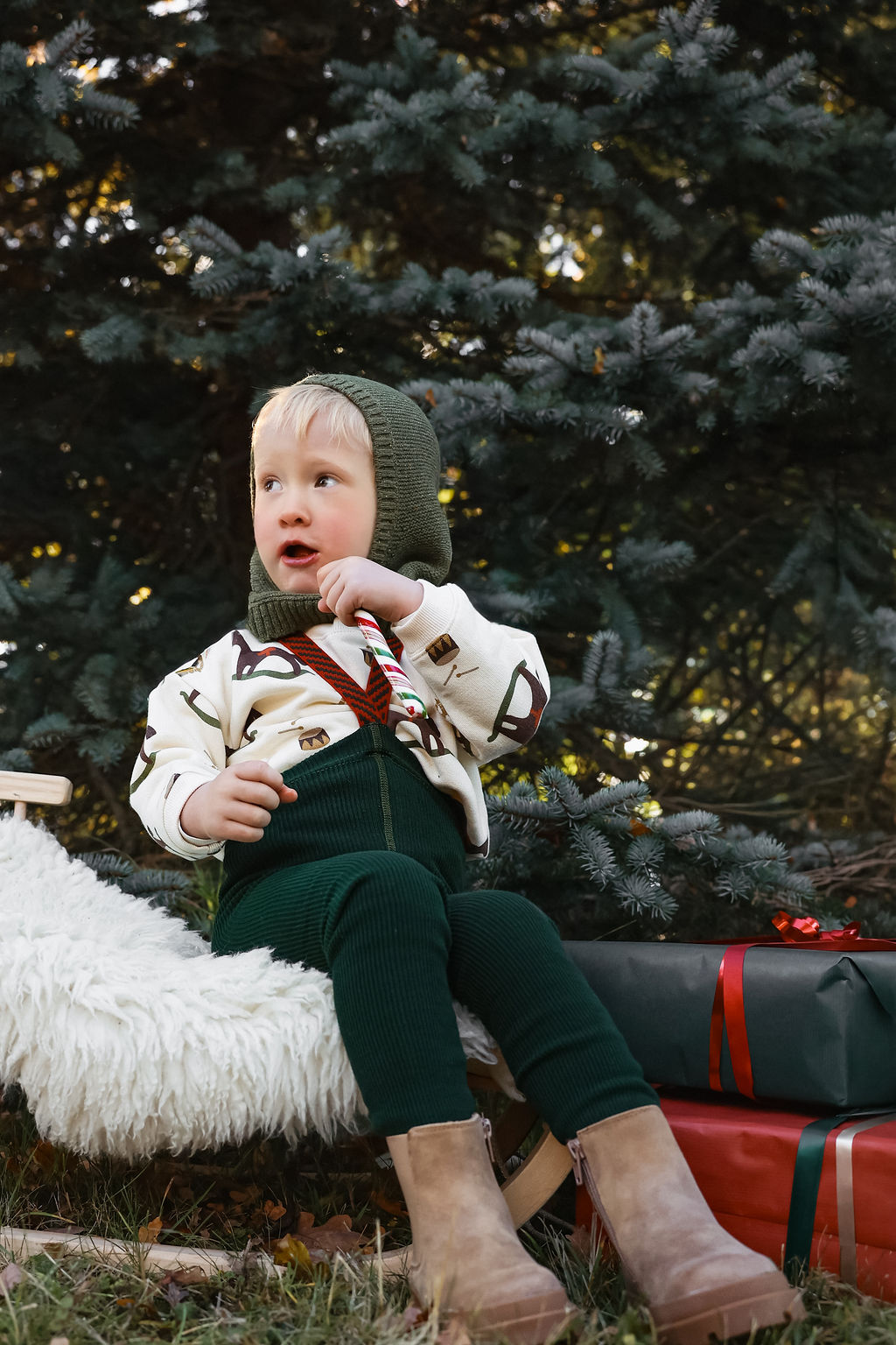 SILLY Silas｜ Footless_DF Green Christmas Patterned