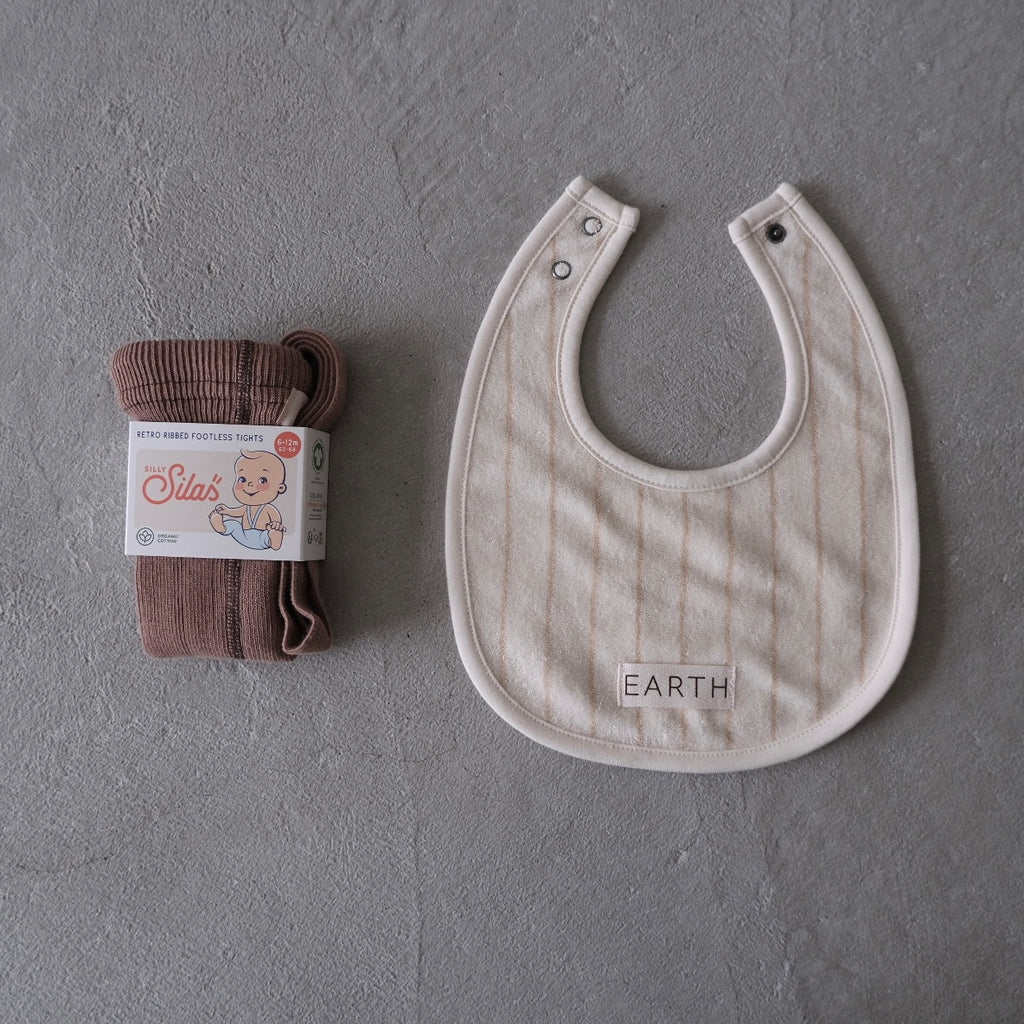 EARTH｜Organic bib_Beige Stripe