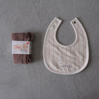 EARTH｜Organic bib_Beige Stripe