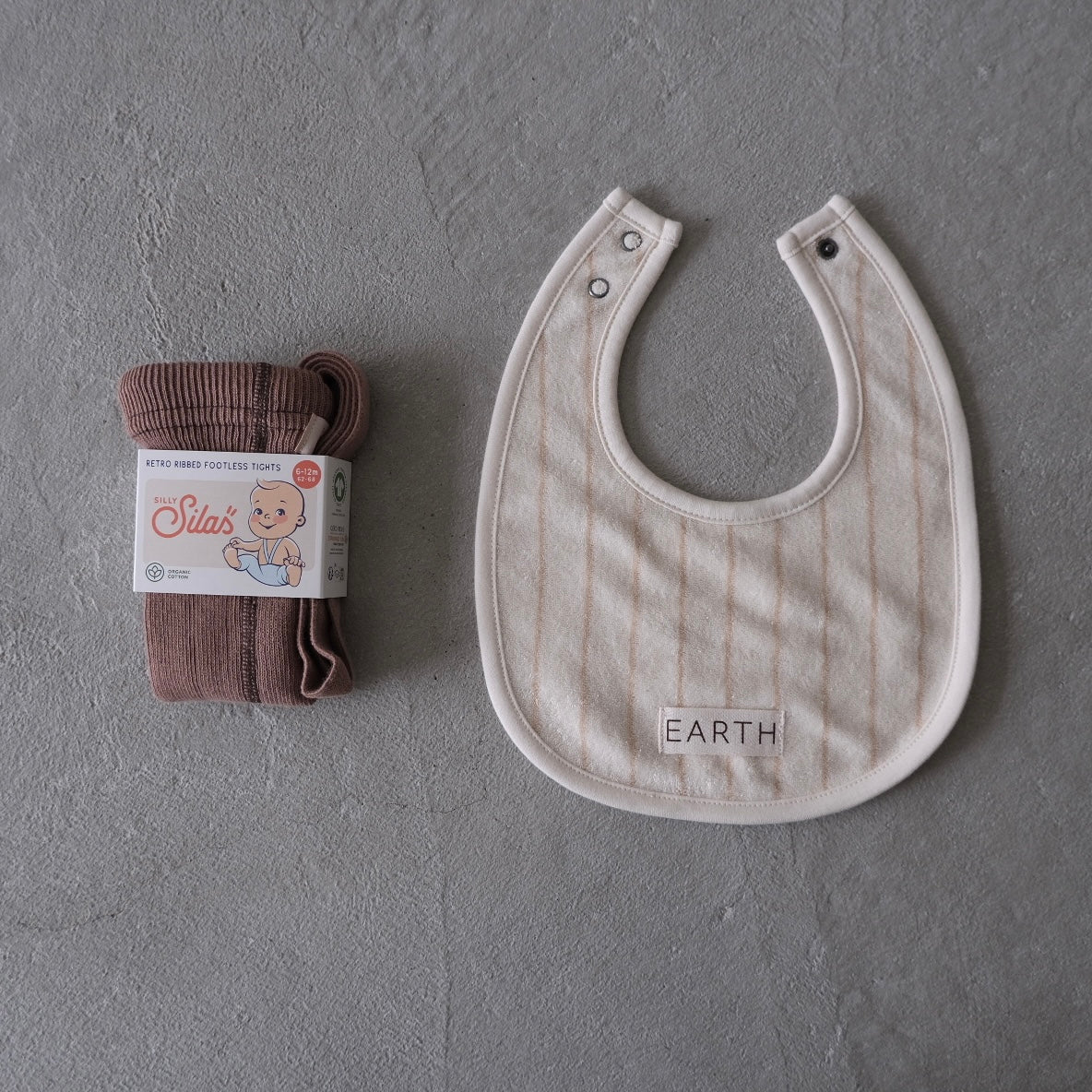 EARTH｜Organic bib_Beige Stripe