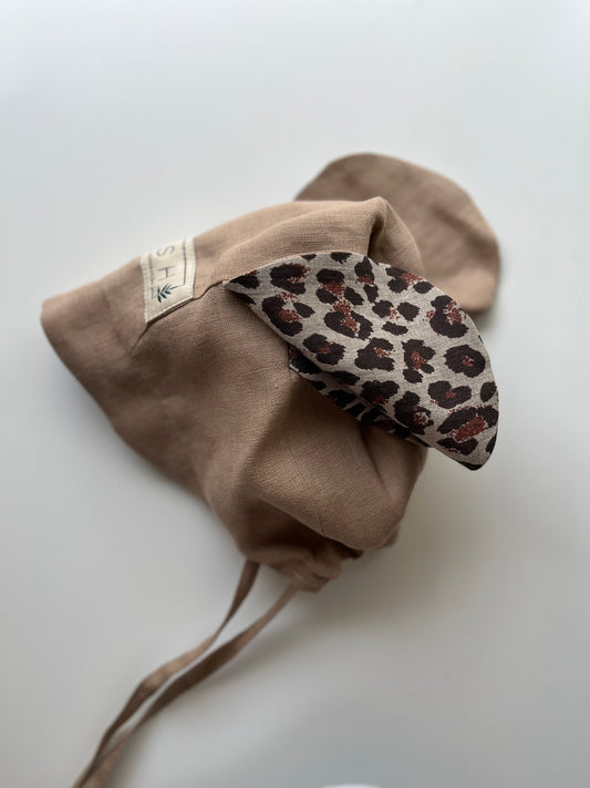 Leopard bonnet_Cappuccino w/Leopard ears
