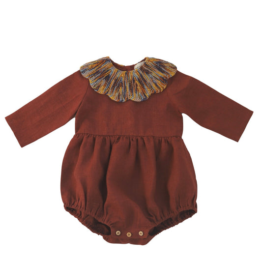 Cordelia Romper_Chestnut / Marshmallow