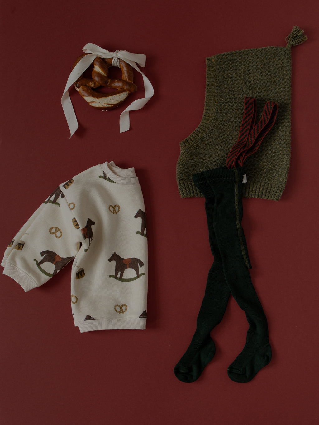 SILLY Silas｜Footed_DF Green Christmas Patterned